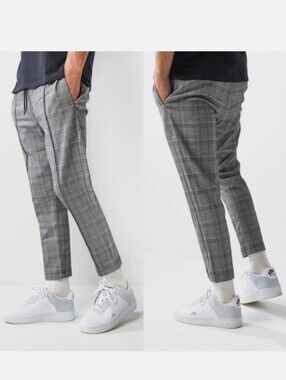 I Love Ugly Anton Track Pant Drawstring Check Plaid Size Small NWOT